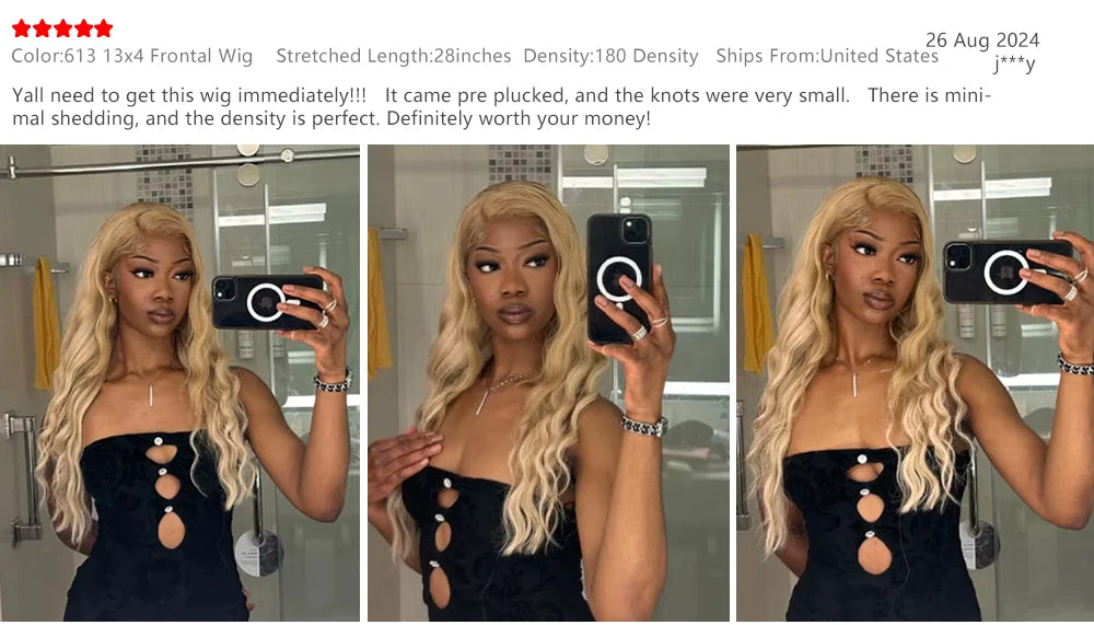 613 13x6 Lace Front Wig Human Hair Body Wave Blonde