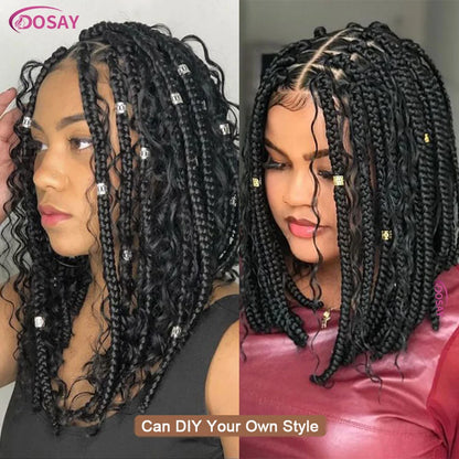 Short Bohemian Curly Braided Lace Front Wig 12 Inch