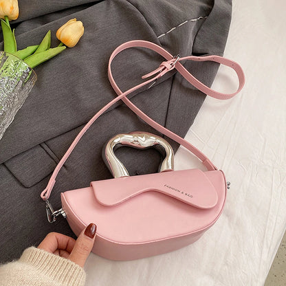 Solid PU Shoulder Bag with Hasp Compartment