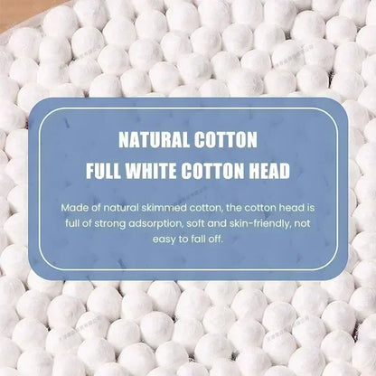 100 Pcs Baby Cotton Swabs with Wooden Sticks