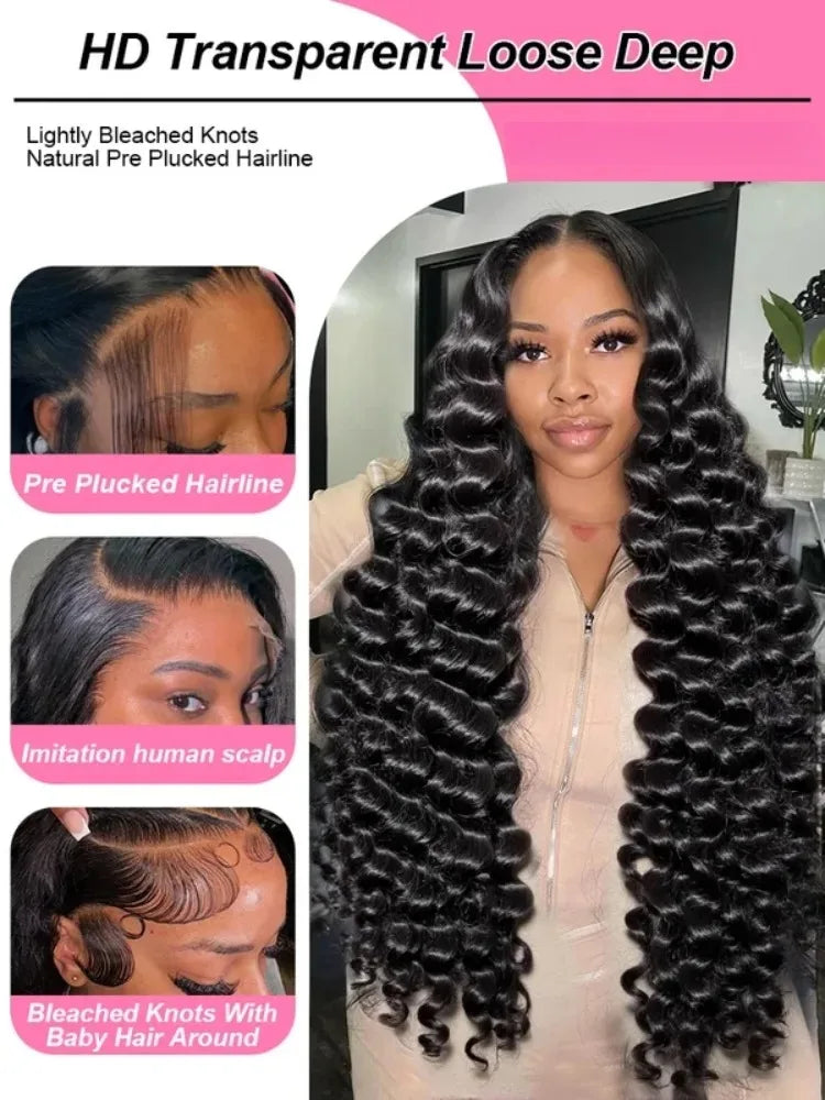 40 Inch Loose Deep Wave Lace Front Human Hair Wig