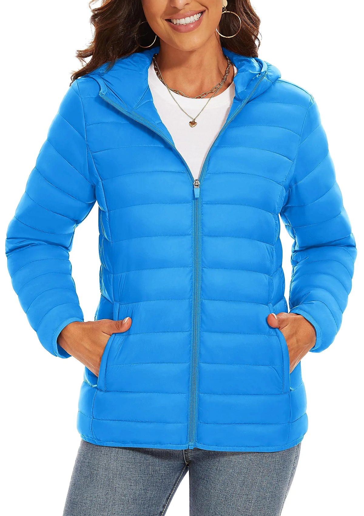 TACVASEN Women's Hooded Puffer Jacket Lightweight Casual