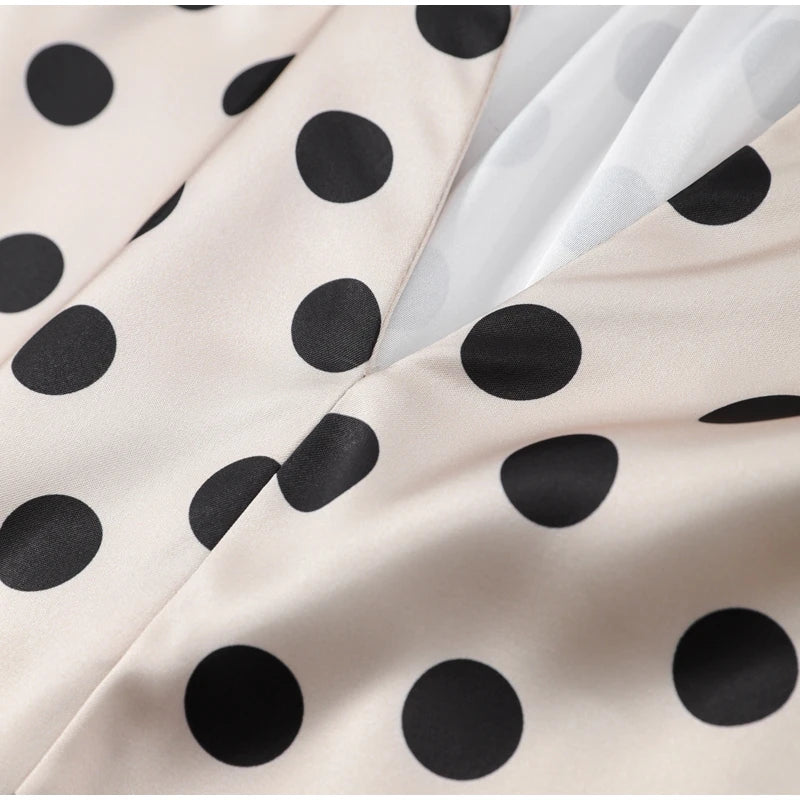 Elegant Satin Polka Dot Maxi Dress for Women