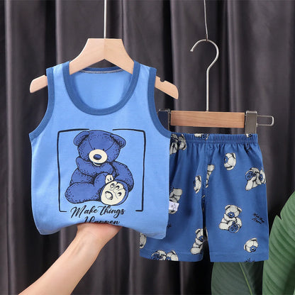 Children's Cotton Vest Set with Shorts for Summer