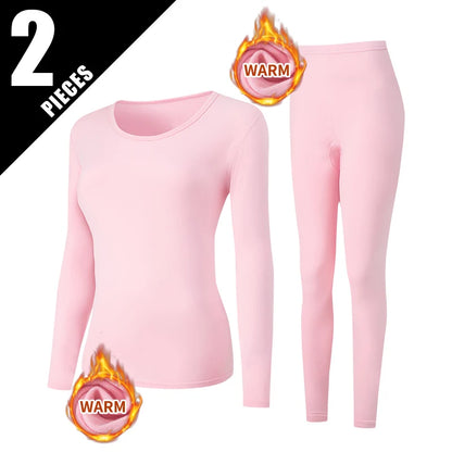Women's Solid Color Round Neck Warm Suit