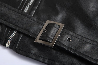 Men's Slim Fit PU Leather Motorcycle Jacket