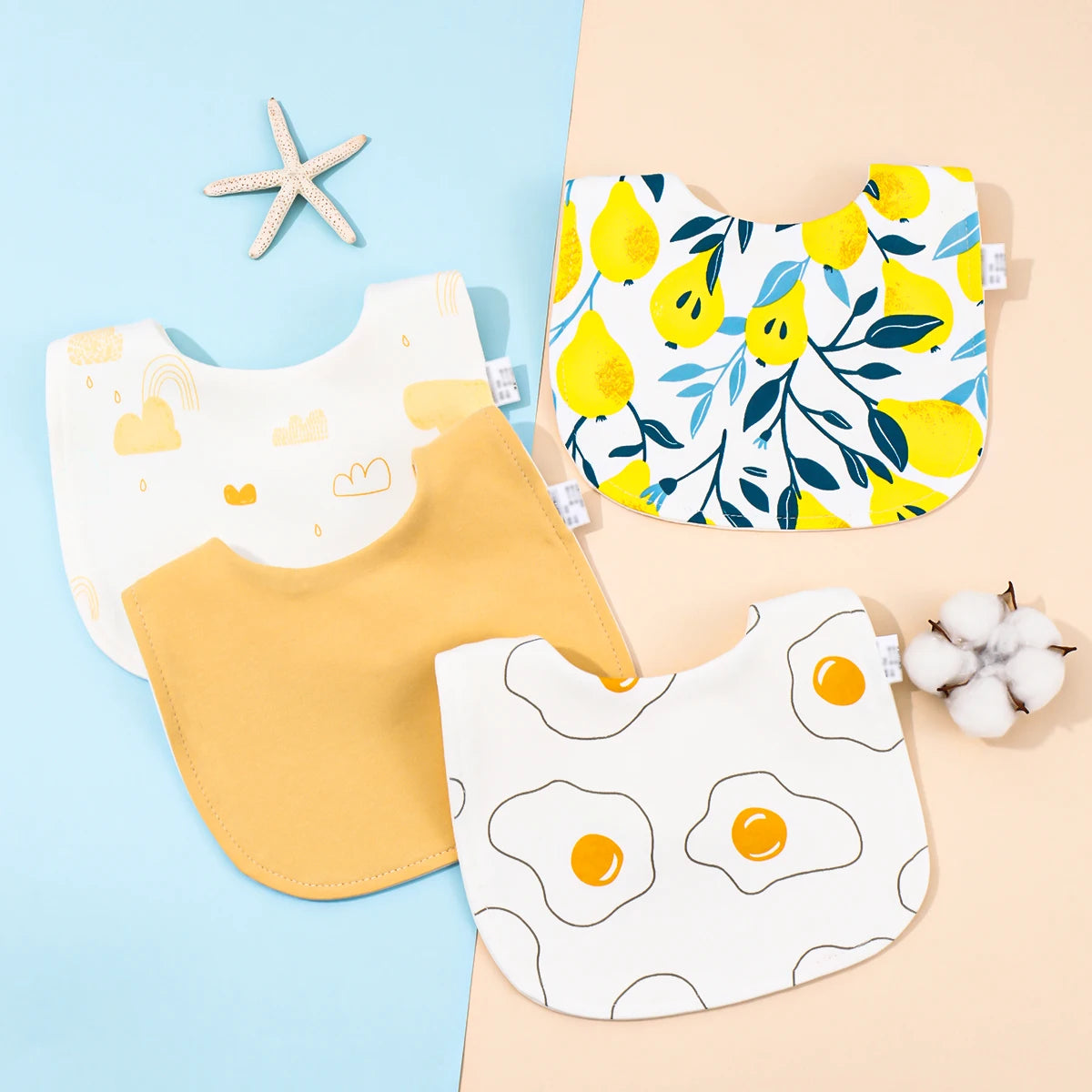 4pcs Cotton Baby Adjustable Bibs Bandana Scarf