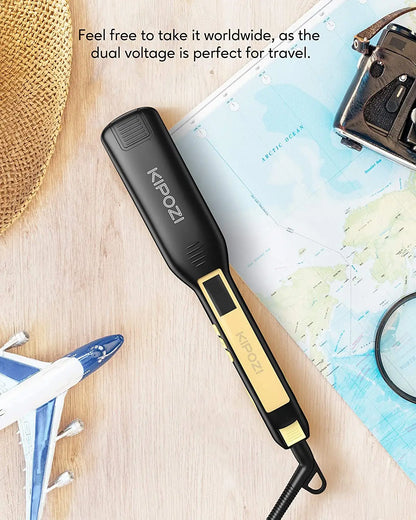 KIPOZI Titanium Flat Iron Hair Straightener with LCD Display