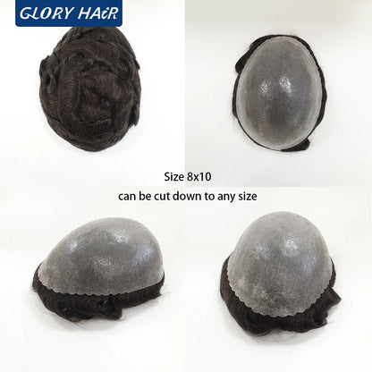 Double Knotted Toupee 130% Density Indian Hair 5 Inch