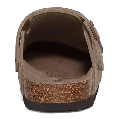 Genuine Leather Clogs with Cork Footbed for Women