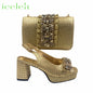 Orange Synthetic Fabric Women's High Heel Shoe and Bag Set