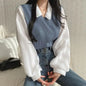 Korean Style Polo Collar Chiffon Blouse for Women