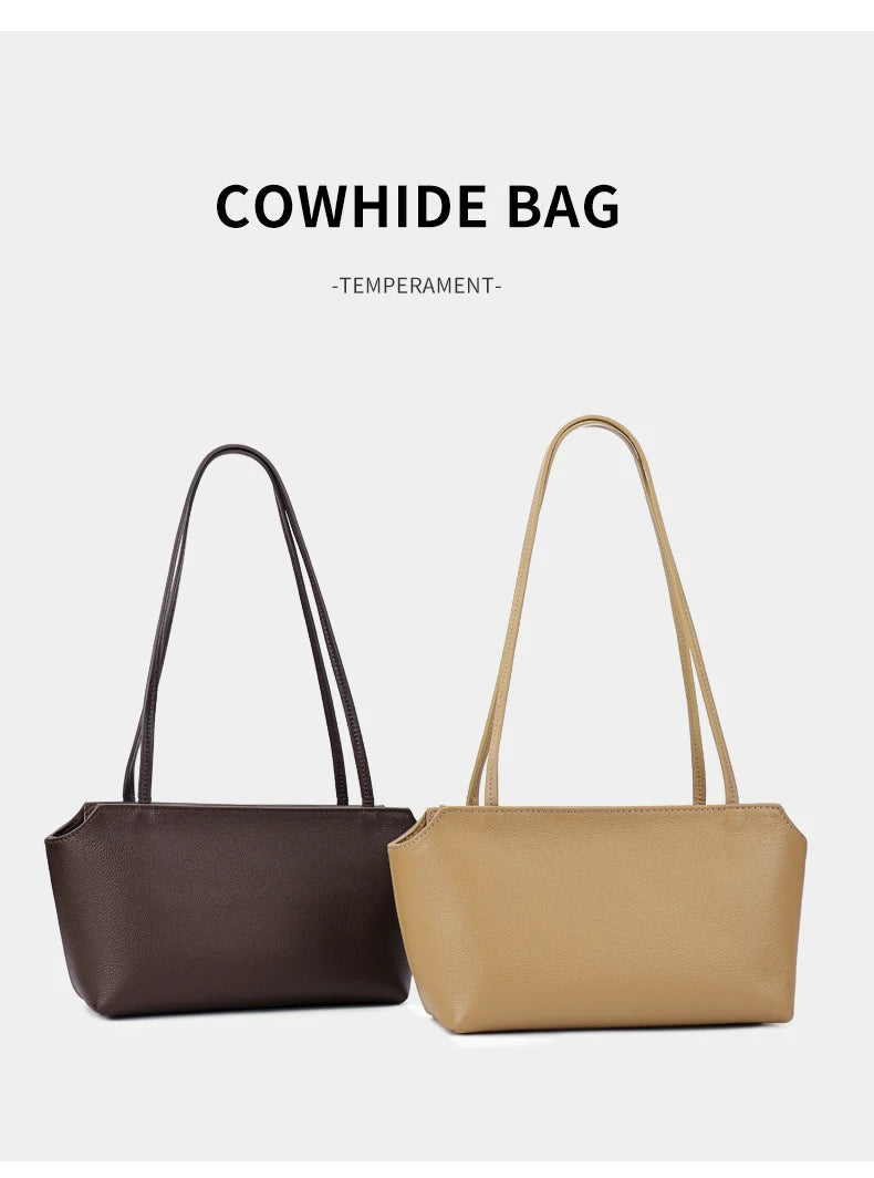 Genuine Cowhide Leather Mini Shoulder Tote Bag
