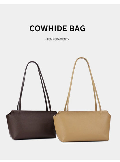 Genuine Cowhide Leather Mini Shoulder Tote Bag