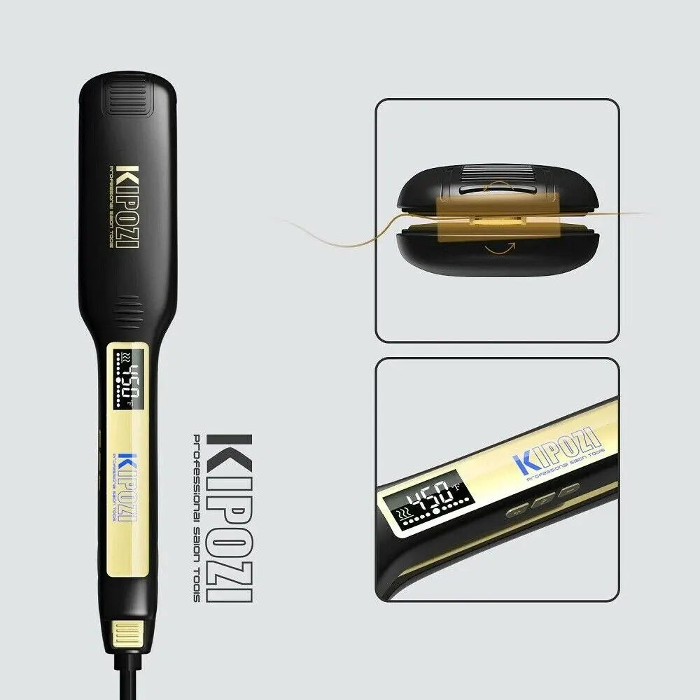 KIPOZI Titanium Flat Iron Hair Straightener with LCD Display