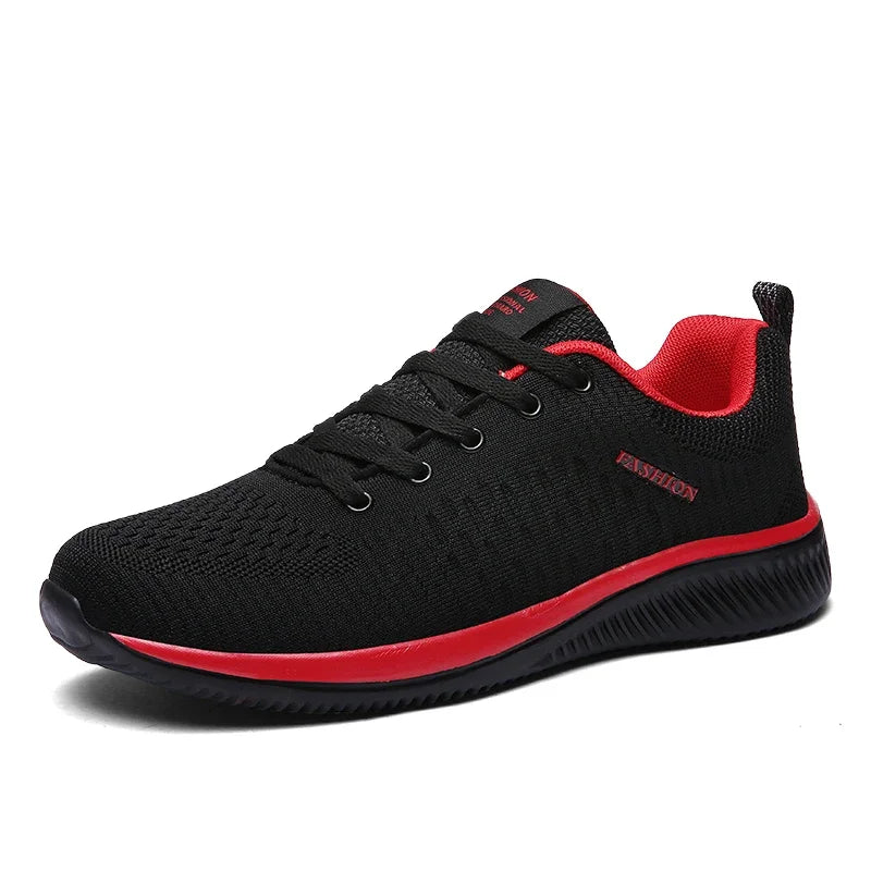 YRZL Black Knit Sneakers for Men Athletic Casual Shoes