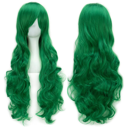 Soowee Curly Long Green Synthetic Hair Wig for Women