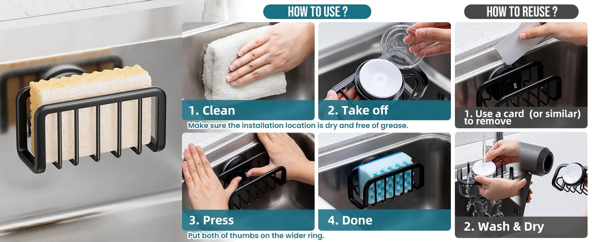 Stainless Steel Sink Sponge Rack Organizer