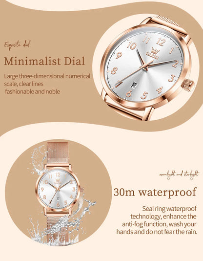 OLEVS 5653 Women's Rose Gold Quartz Watch