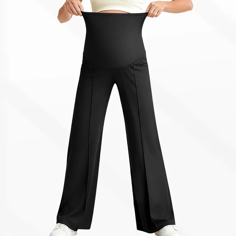Plus Size Maternity Wide-Leg Pants Natural Color