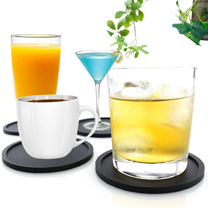 Large Black Silicone Drink Coasters Set for Indoor Outdoor