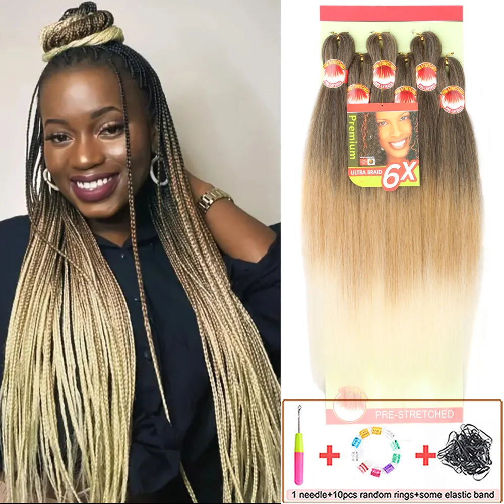 26 Inch Pre Stretched Blonde Ombre Braiding Hair
