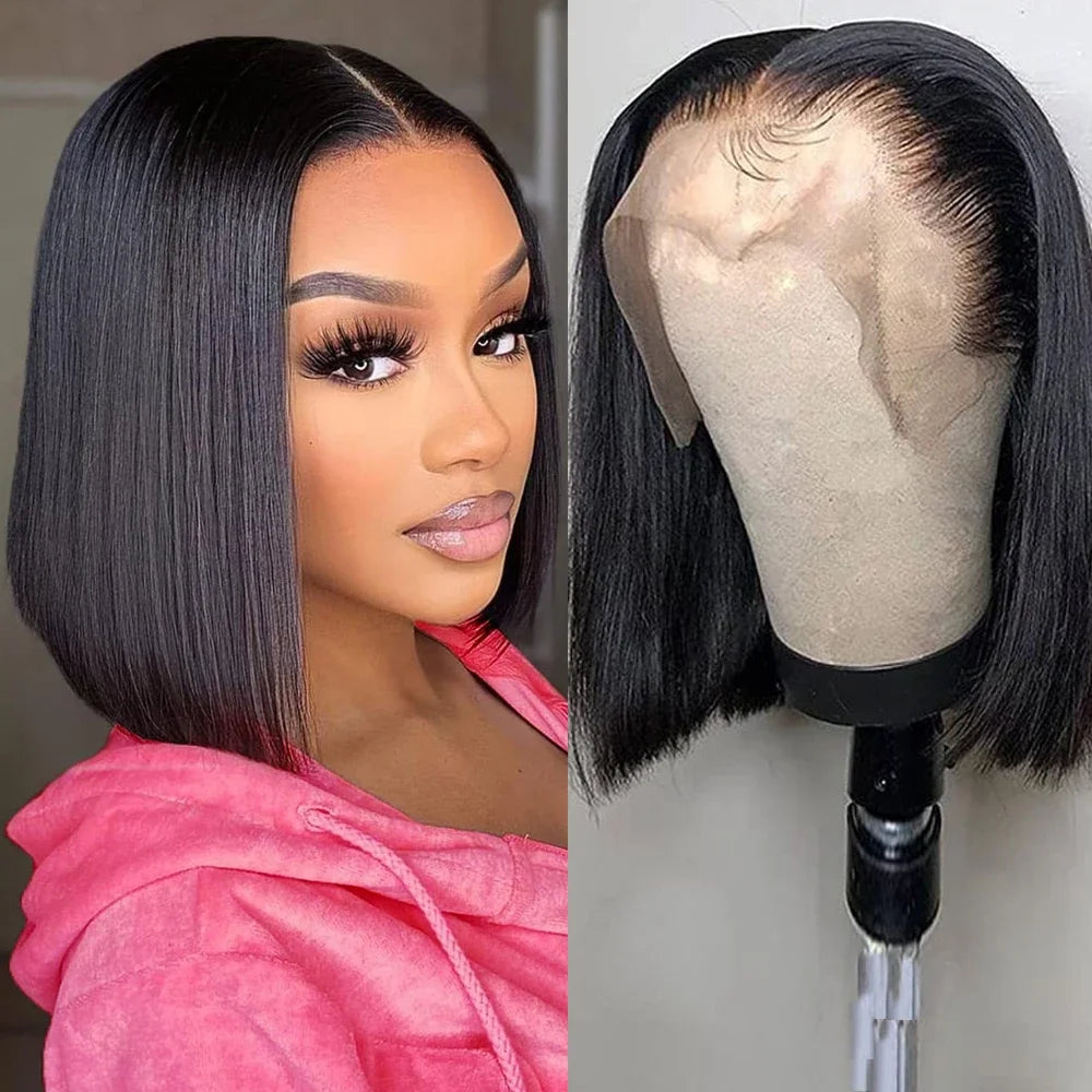 Bob Straight Lace Front Wig 16 Inch Human Hair