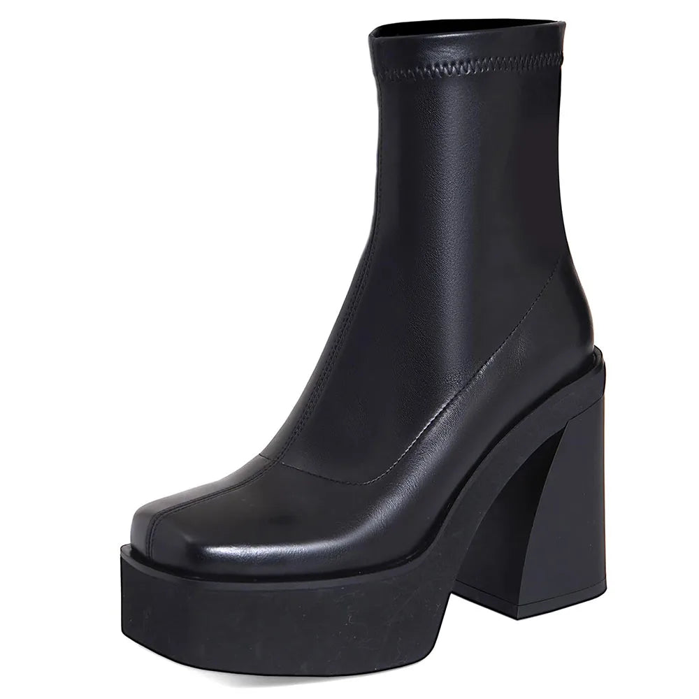 Gothic Square Toe Ankle Boots for Women