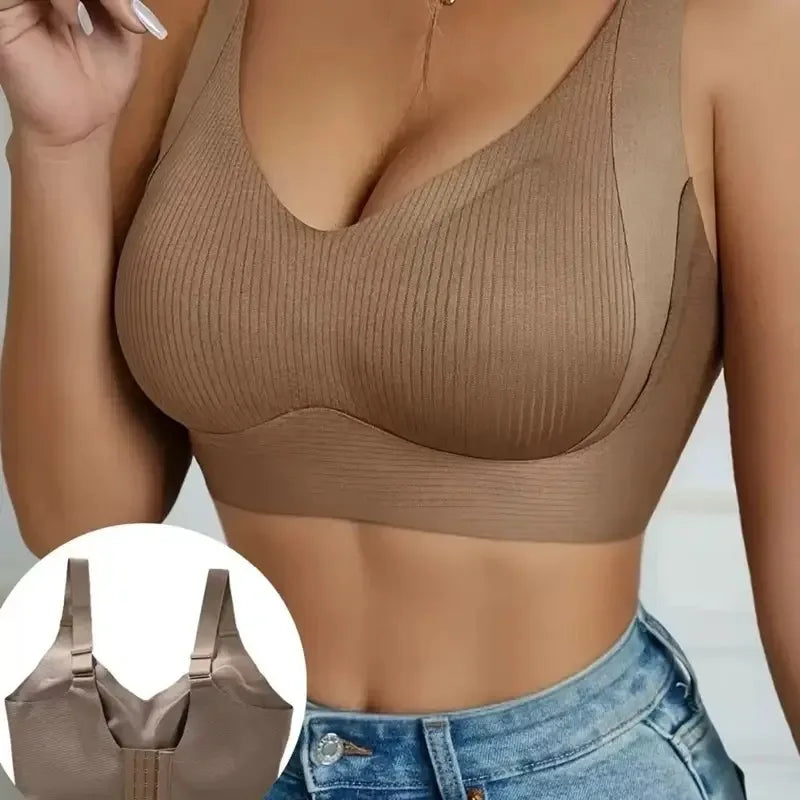 Traceless Women's Bra, Wire-Free, Polyester, Large Size