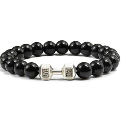 Natural Black Volcanic Lava Stone Dumbbell Bracelet