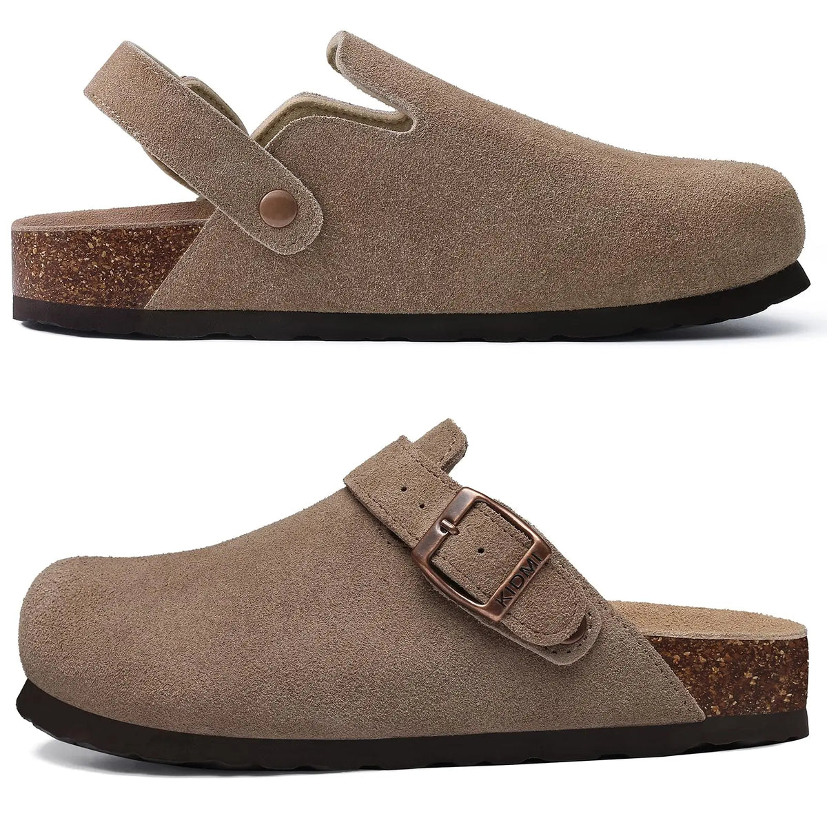 Genuine Leather Clogs with Cork Footbed for Women