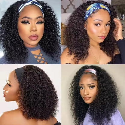 Brazilian Kinky Curly Headband Wig Glueless Short Bob
