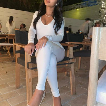 Dulzura Women Long Sleeve Bodycon Jumpsuit Overall