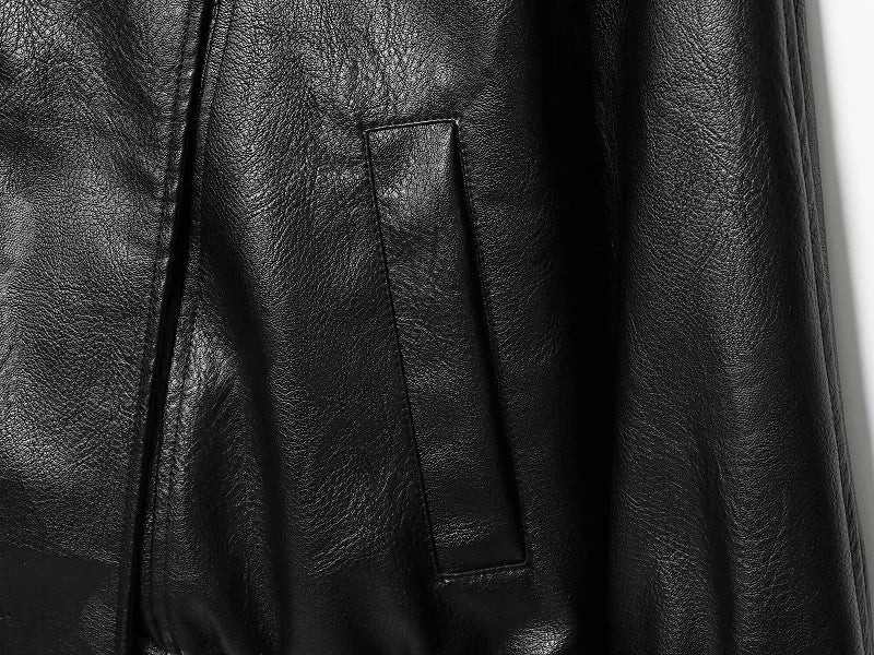 Faux Leather Oversize Bomber Jacket for Women