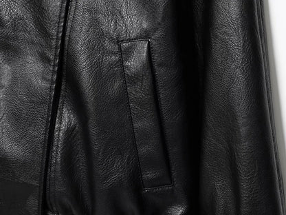 Faux Leather Oversize Bomber Jacket for Women