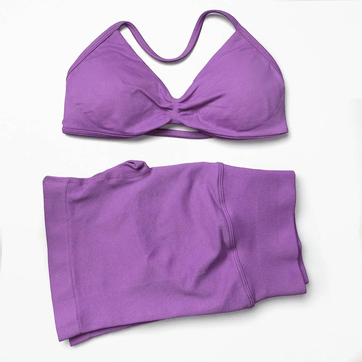 Seamless Strappy Yoga Bra and Scrunch Butt Shorts Set