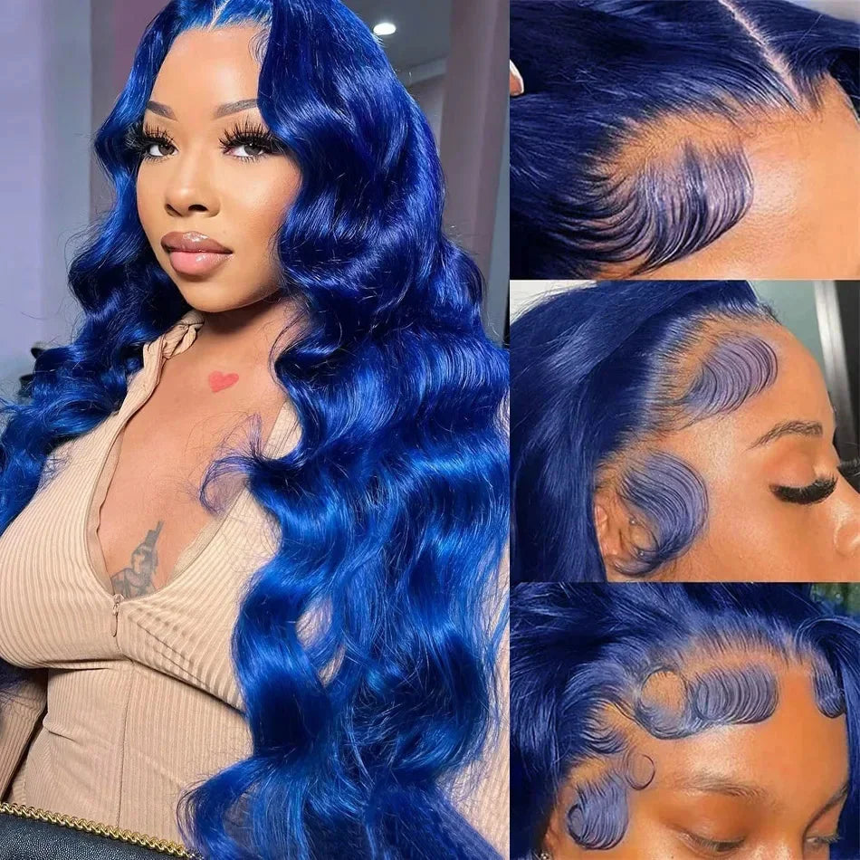 Dark Blue 13x4 Lace Front Wig Human Hair Body Wave