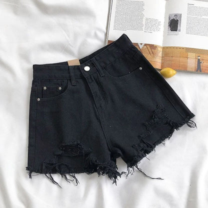 High Waist Ripped Denim Shorts for Women Summer Casual