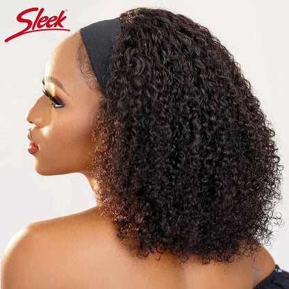 Kinky Curly Human Hair Headband Wig 250% Density
