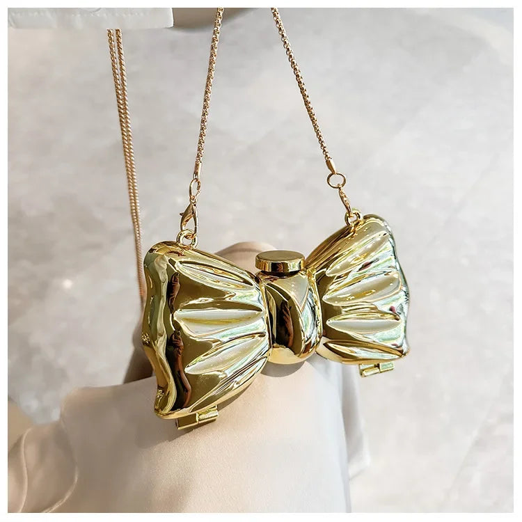Golden Acrylic Round Clutch Purse for Parties