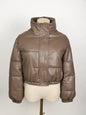 Black PU Leather Women's Winter Parka Jacket