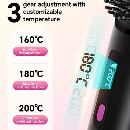 Ionic Hair Straightener Brush with LED Display