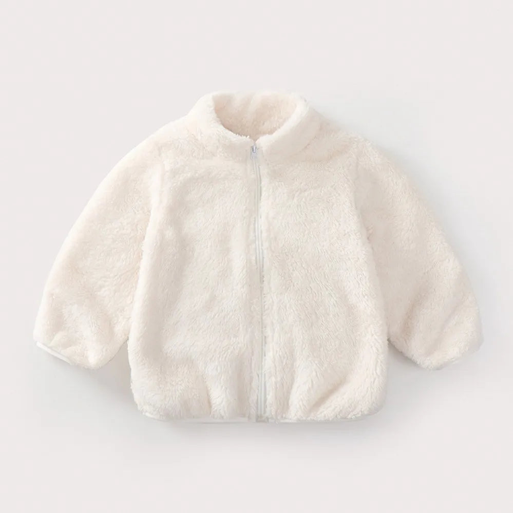 Plush Coat for Children in Solid Color