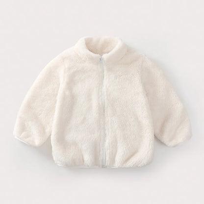 Plush Coat for Children in Solid Color