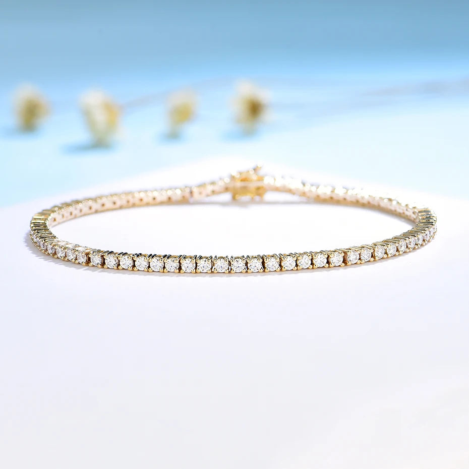 Moissanite Tennis Bracelet for Women in 14K Gold