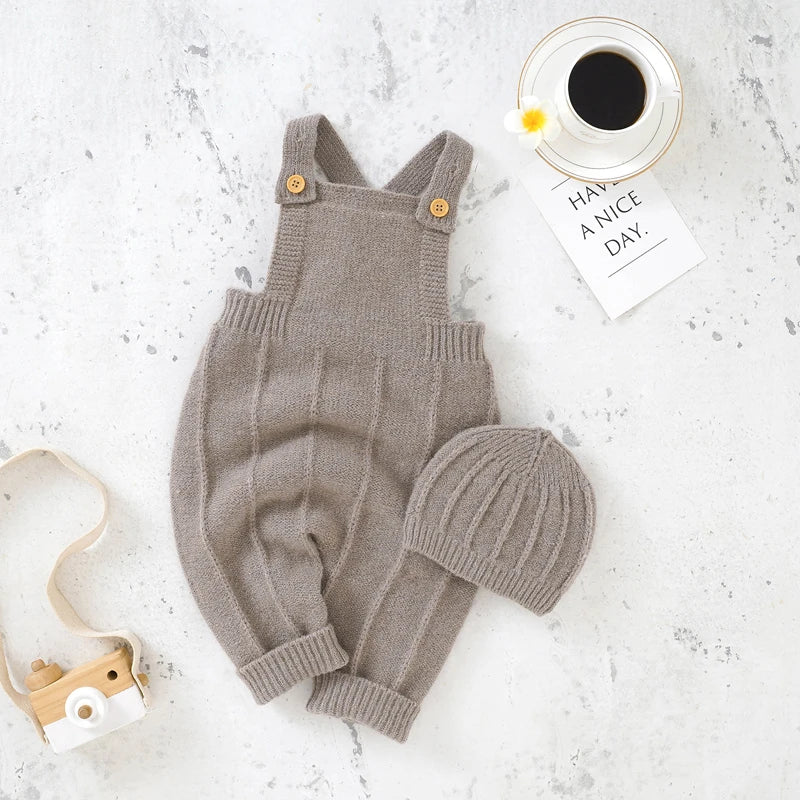 Sleeveless Knitted Baby Romper Set for Newborns