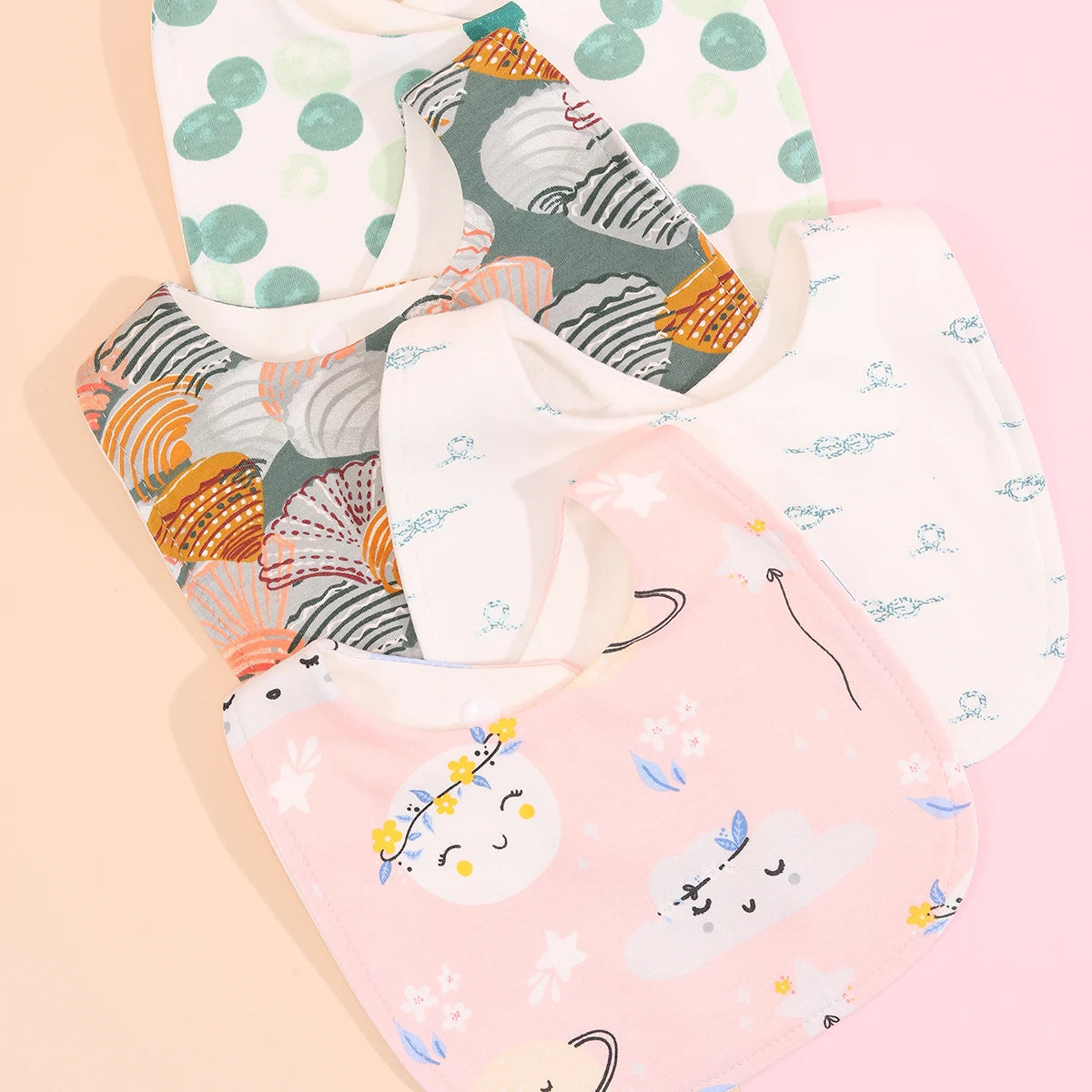 4pcs Cotton Baby Adjustable Bibs Bandana Scarf