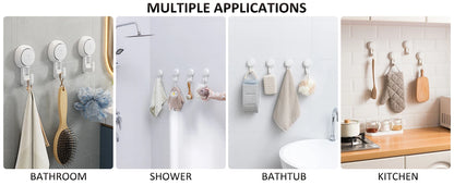 TAILI Heavy Duty Suction Cup Hooks 4pcs for Bathroom Kitchen