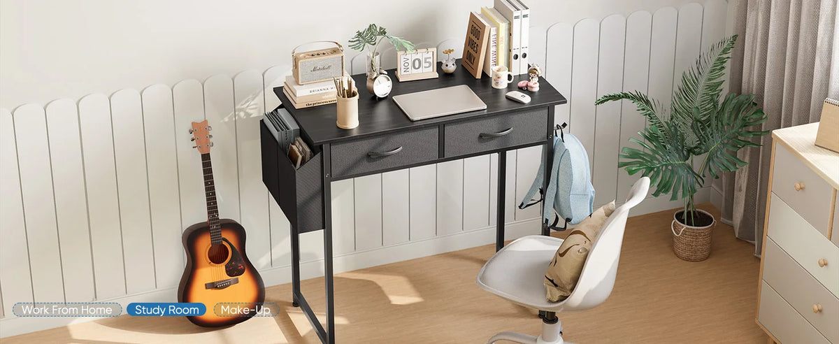 32 Inch Modern Office Desk with Fabric Drawers