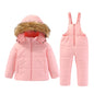Kids Hooded Ski Suit Cotton Winter Outerwear